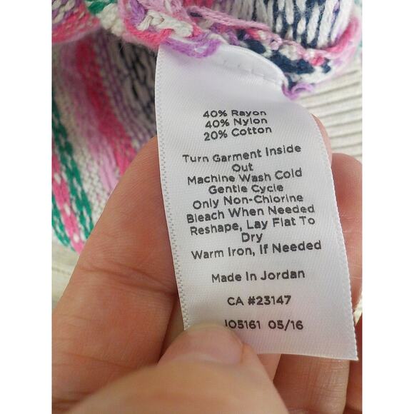 Talbots Knit Cardigan Sweater Women Medium Geometric Stripes Back Full Zip NWT - Picture 11 of 11